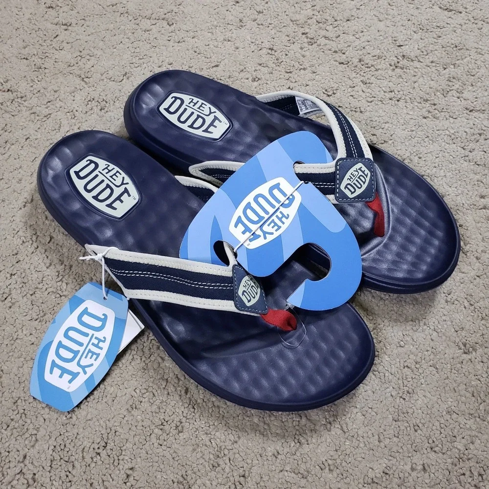 Hey Dude Myers Flip Flop Sport Mode Navy Speckle Men Size 12 Slides Sandals